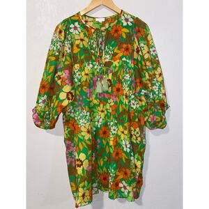 ODDI Floral Tied Neck Mini Dress SZ M